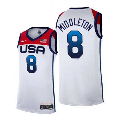 Youth Nike Khris Middleton White USA Basketball 2020 Summer Olympics Player Jersey
